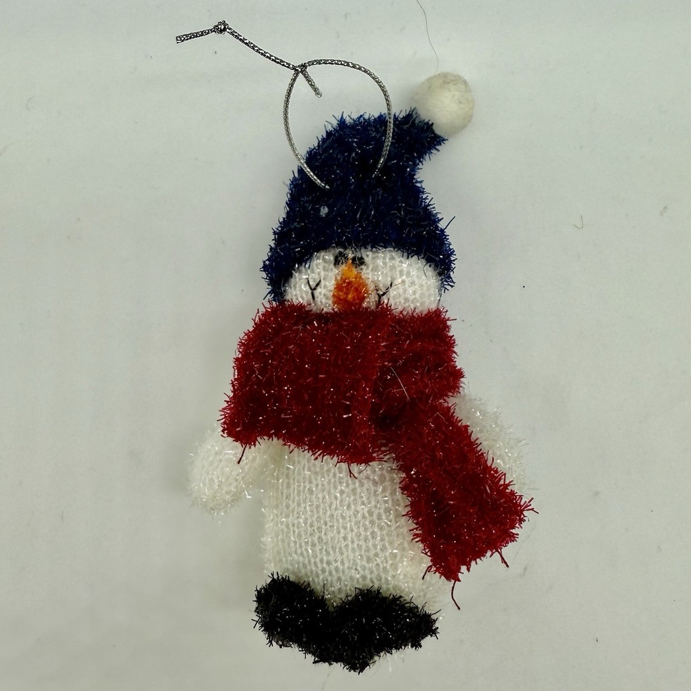 Snowman With Blue‎ Scarf Plush Ornament 5" Christmas Decoration
